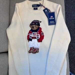 Ralph Lauren Cream Sweater with Winter Olympic Bear Design